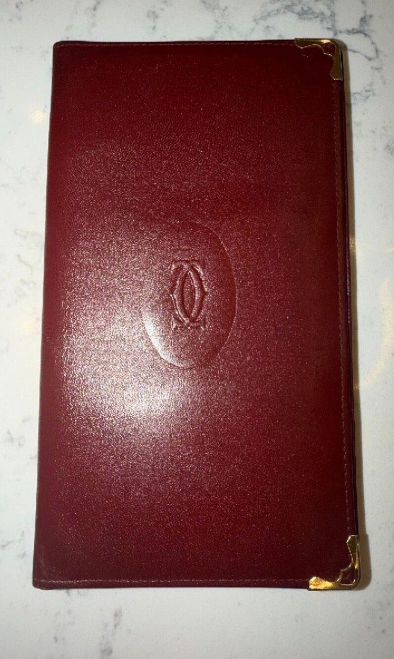 Vintage Cartier Long Bifold Wallet Burgundy Leather Fall Luxury Old Money Chic